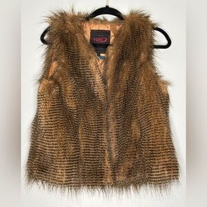 Yoki Brown Faux Fur Vest Vegan Fur Size M